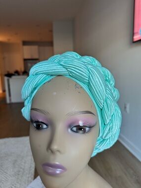 Braided Turban Headwrap in Mint Green